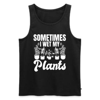 Parfois, je mouille mes plantes - Jardinier drôle - Débardeur bio Premium Homme - noir - Devant - Michal (187cm)