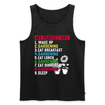 Gardener Day Plan Gardening My Perfect Day - Men's Premium Organic Tank Top - black - Front - Michal (187cm)