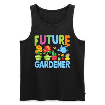 Jardinage Bébé Futur jardinier Bébé jardinier - Débardeur bio Premium Homme - noir - Devant - AI Model Male 178 light (178cm)