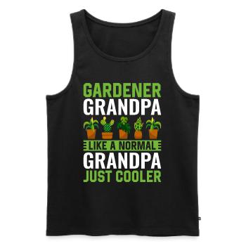 Jardinier Papi comme un Papi normal juste plus frais - Débardeur bio Premium Homme - noir - Devant - Michal (187cm)