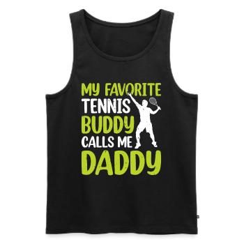 Mon copain de tennis préféré m’appelle papa papa de tennis - Débardeur bio Premium Homme - noir - Devant - Michal (187cm)