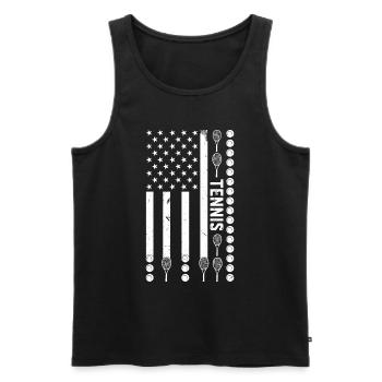 Joueur de tennis Tennis US flag Amateur de tennis - Débardeur bio Premium Homme - noir - Devant - Michal (187cm)