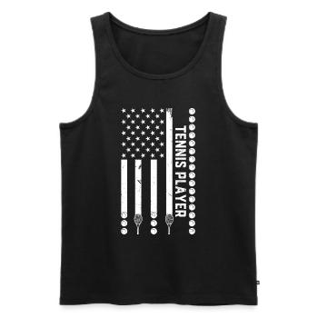 Joueur de tennis Flag US Amateur de tennis - Débardeur bio Premium Homme - noir - Devant - Michal (187cm)