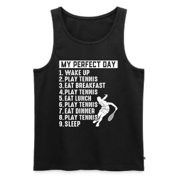 Tennis Day Plan - My Perfect Day Tennis Player - Männer Premium Bio Tank Top - Schwarz - Vorne - AI Model Male 178 light (178cm)