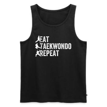 Eat Taekwondo Repeat - Taekwondo Fighter - Men's Premium Organic Tank Top - black - Front - Michal (187cm)