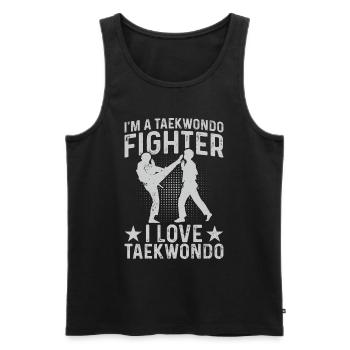 Je suis un combattant de taekwondo - Débardeur bio Premium Homme - noir - Devant - AI Model Male 178 light (178cm)