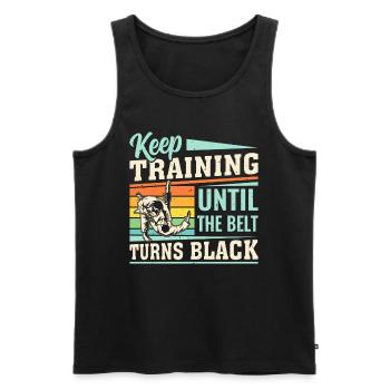 Keep training until the belt turns black - Judo fi - Männer Premium Bio Tank Top - Schwarz - Vorne - Michal (187cm)