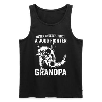 Never underestimate a Judo Fighter grandpa - Judo - Men's Premium Organic Tank Top - black - Front - AI Model Male 178 light (178cm)