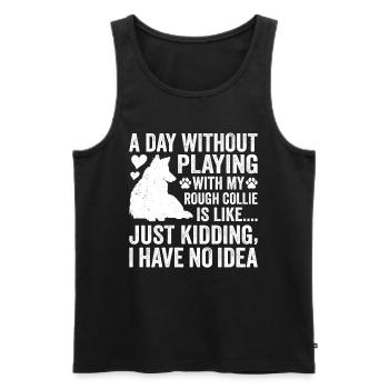 Rough Collie Dog Funny Rough Collie Quotes - Men's Premium Organic Tank Top - black - Front - AI Model Male 178 light (178cm)