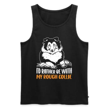 Rough Collie Lover - Je préfère être avec mon Rough C - Débardeur bio Premium Homme - noir - Devant - Michal (187cm)