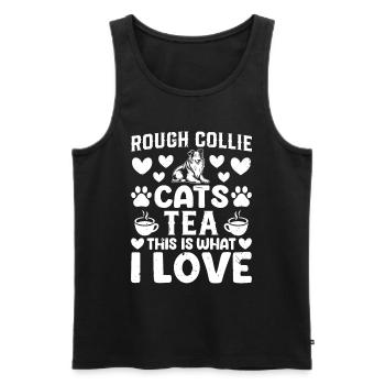 Rough Collie cats tea This is what I love - Rough - Men's Premium Organic Tank Top - black - Front - AI Model Male 178 light (178cm)