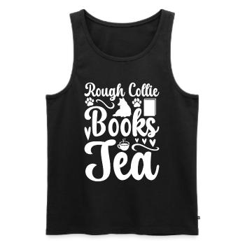 Rough Collie Books Tea - Rough Collie Puppy - Men's Premium Organic Tank Top - black - Front - AI Model Male 178 light (178cm)