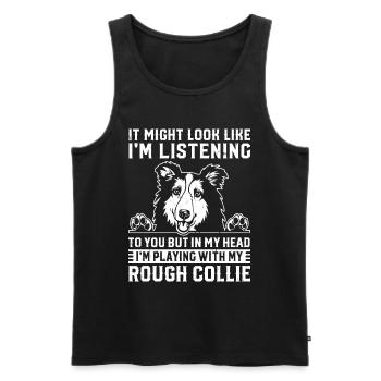 Mais dans ma tête, je joue avec mon Rough Collie - Débardeur bio Premium Homme - noir - Devant - Michal (187cm)