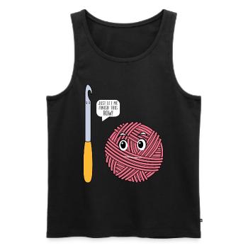 Crochet - Just let me finish this row - Funny Croc - Männer Premium Bio Tank Top - Schwarz - Vorne - Michal (187cm)