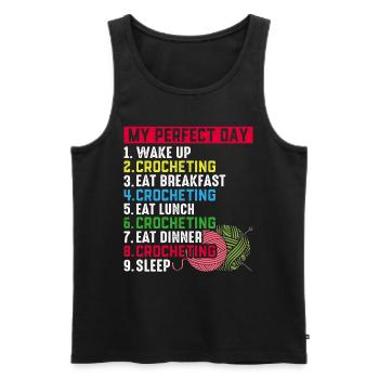 Crocheting - My Perfect Day - Crochet Day Plan - Männer Premium Bio Tank Top - Schwarz - Vorne - AI Model Male 178 light (178cm)