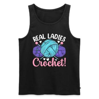 Real ladies crochet - Crocheter Crochet Girls - Männer Premium Bio Tank Top - Schwarz - Vorne - AI Model Male 178 light (178cm)