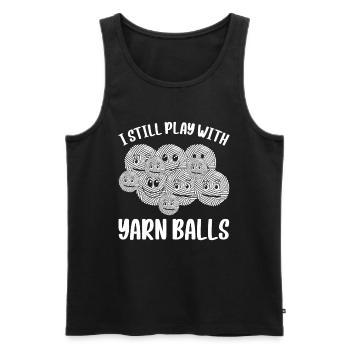 I Still Play With Yarn Balls - Funny Crocheter - Men's Premium Organic Tank Top - black - Front - Michal (187cm)