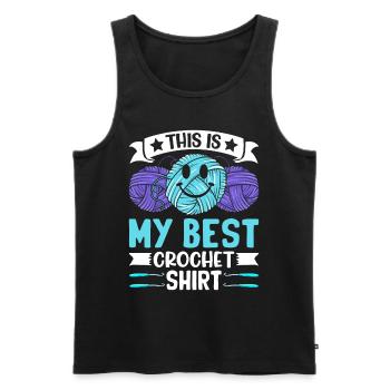 This is my best Crochet shirt Crochet Crocheting - Men's Premium Organic Tank Top - black - Front - AI Model Male 178 light (178cm)