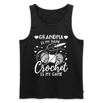 Mamie c’est mon prénom Le crochet c’est mon jeu - Mamie Cr - Débardeur bio Premium Homme - noir - Devant - Michal (187cm)