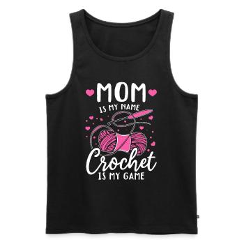 Crochet Maman c’est mon nom Le crochet c’est mon jeu - Croche - Débardeur bio Premium Homme - noir - Devant - Michal (187cm)