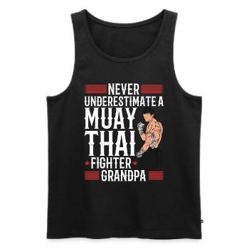 Combattant de Muay Thai Grand-père Combattant de Muay Thai - Débardeur bio Premium Homme - noir - Devant - Michal (187cm)