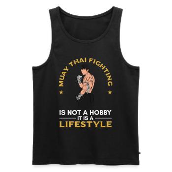 Muay Thai fighting is not just a hobby it is a lif - Men's Premium Organic Tank Top - black - Front - AI Model Male 178 light (178cm)