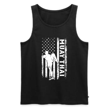Muay Thai US Flag Muay Thai Martial Arts - Men's Premium Organic Tank Top - black - Front - Michal (187cm)