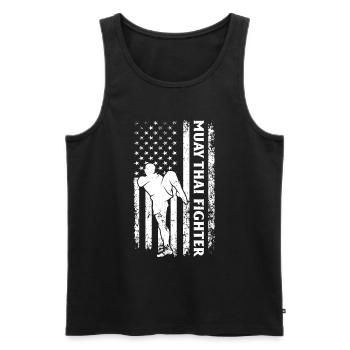 Muay Thai Fighter Muay Thai US Flag Muay Thai Figh - Men's Premium Organic Tank Top - black - Front - AI Model Male 178 light (178cm)