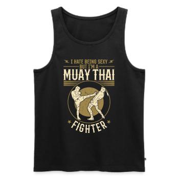 I hate being sexy but I'm a Muay Thai Fighter - Männer Premium Bio Tank Top - Schwarz - Vorne - AI Model Male 178 light (178cm)
