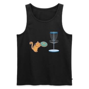 Cat Who Plays Disc Golf - Disc Golf Cat - Männer Premium Bio Tank Top - Schwarz - Vorne - Michal (187cm)
