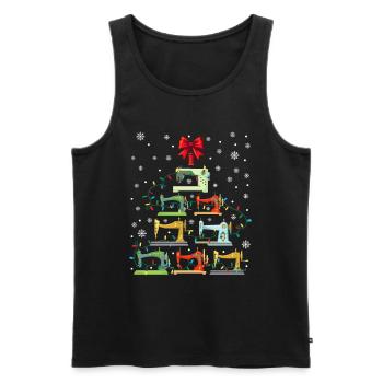 Sapin de Noël des machines à coudre Noël - Débardeur bio Premium Homme - noir - Devant - Michal (187cm)