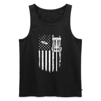 Disc Golf America Flag - Disc Golfing Disc Golfer - Men's Premium Organic Tank Top - black - Front - Michal (187cm)