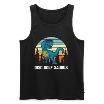 Disc golfeur Saurus - Dino Disc Golf Dinosaure - Débardeur bio Premium Homme - noir - Devant - Michal (187cm)