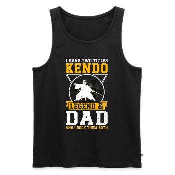 J’ai deux titres : Kendo Legend & Dad Kendo Wrestle - Débardeur bio Premium Homme - noir - Devant - Michal (187cm)
