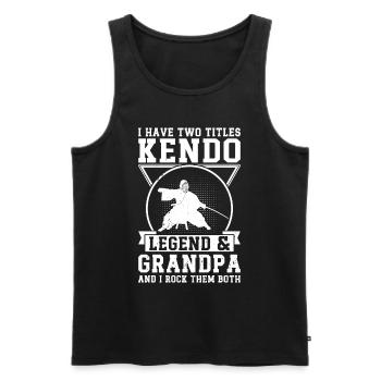 I have two titles Kendo Legend & Grandpa Kendo Fig - Männer Premium Bio Tank Top - Schwarz - Vorne - Michal (187cm)