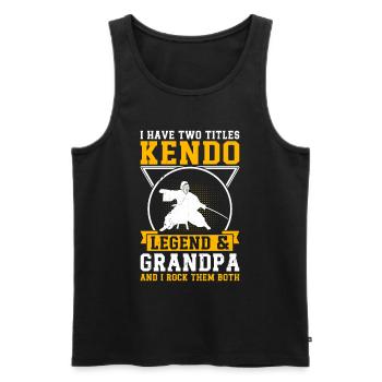 I have two titles Kendo Legend & Grandpa Kendo Wre - Männer Premium Bio Tank Top - Schwarz - Vorne - Michal (187cm)