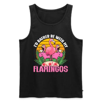 Je préfère être avec mes flamants roses - Pink Flamingo Lo - Débardeur bio Premium Homme - noir - Devant - Michal (187cm)