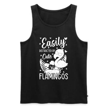 Flamingo Lover - Easily distracted by cute flaming - Men's Premium Organic Tank Top - black - Front - AI Model Male 178 light (178cm)