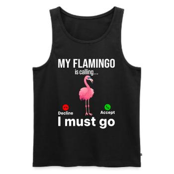Mon flamant rose m’appelle, je dois y aller - Funny Flamingo - Débardeur bio Premium Homme - noir - Devant - Michal (187cm)