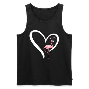 Flamingo Heart Flamingo Lover - Cute Flamingo - Men's Premium Organic Tank Top - black - Front - AI Model Male 178 light (178cm)