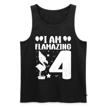 Je suis Flamazing 4 ans Flamingo Anniversaire - Débardeur bio Premium Homme - noir - Devant - Michal (187cm)