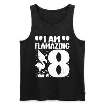 I am Flamazing 8 Years Old Flamingo Birthday - Männer Premium Bio Tank Top - Schwarz - Vorne - AI Model Male 178 light (178cm)
