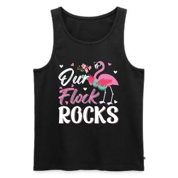 Our Flock Rocks - Pink Flamingo Funny Flamingo - Männer Premium Bio Tank Top - Schwarz - Vorne - Michal (187cm)