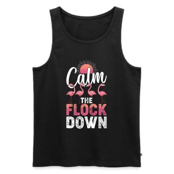 Calm The Flock Down - Flamingo Lover Drôle - Débardeur bio Premium Homme - noir - Devant - Michal (187cm)
