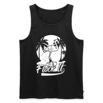 Flock it Flamingo Drôle Flamingo Citations - Débardeur bio Premium Homme - noir - Devant - Michal (187cm)