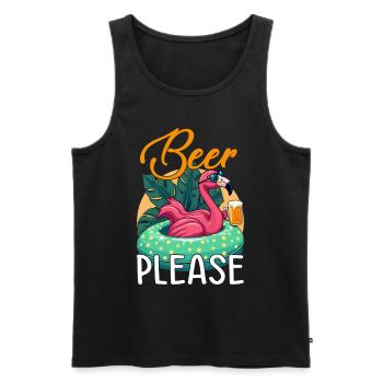 Fête Flamingo Bière s’il vous plaît Drôle Flamingo Fête - Débardeur bio Premium Homme - noir - Devant - Michal (187cm)