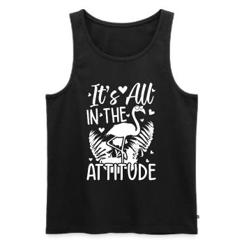 Flamingo - It's All In The Attitude - Funny - Men's Premium Organic Tank Top - black - Front - Michal (187cm)