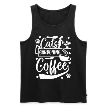 Chats Jardinage Café - Jardinage Filles Hobby - Débardeur bio Premium Homme - noir - Devant - Michal (187cm)