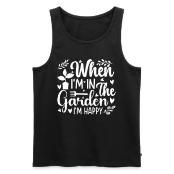 Quand je suis dans le jardin, je suis heureux - Jardinage Hobby - Débardeur bio Premium Homme - noir - Devant - Michal (187cm)