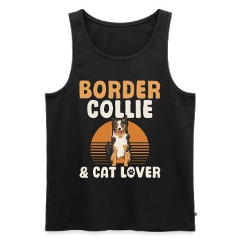 Border Collie & Amoureux des chats - Border Collie - Débardeur bio Premium Homme - noir - Devant - AI Model Male 178 light (178cm)